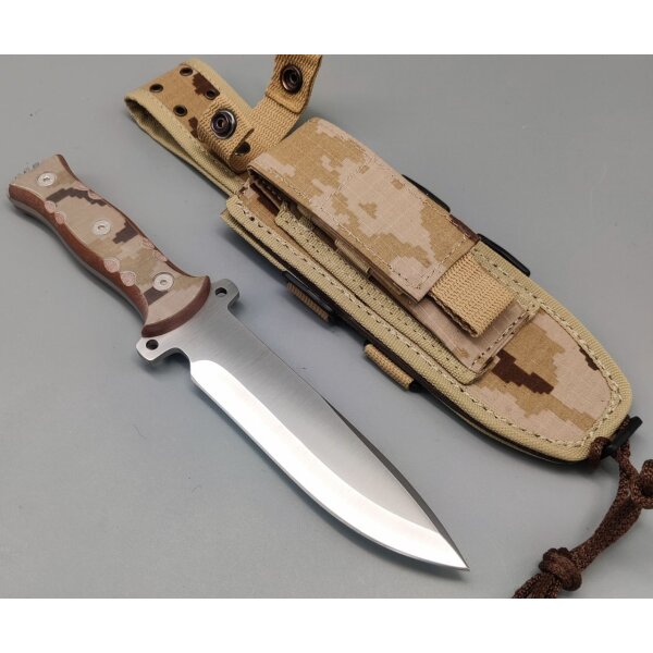 J&V Messer Combat Satin Micarta Desert MoVa Stahl Outdoormesser