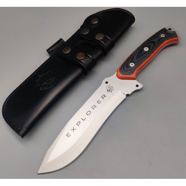J&V Forester Messer Explorer Naranja Negra MoVa Stahl Micarta