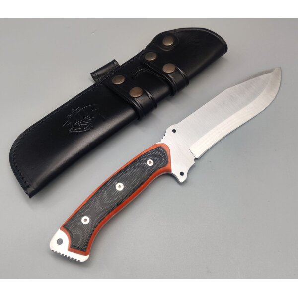 J&V Forester Messer Explorer Naranja Negra MoVa Stahl Micarta