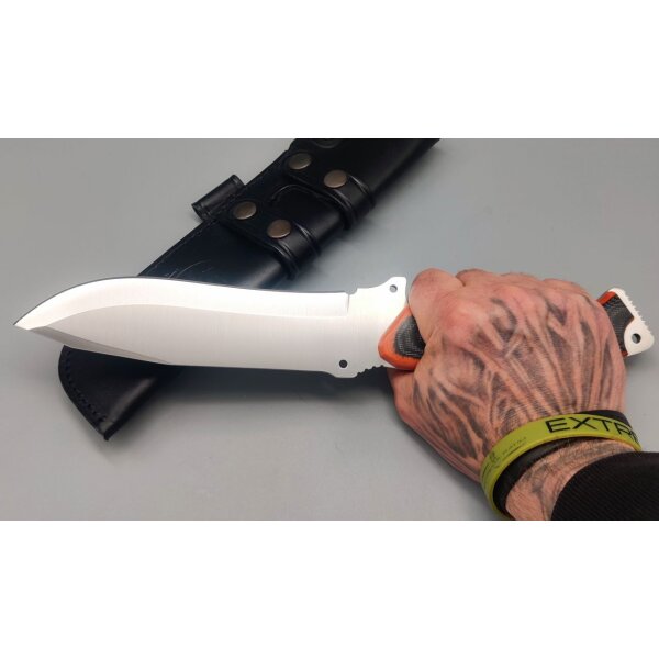 J&V Forester Messer Explorer Naranja Negra MoVa Stahl Micarta