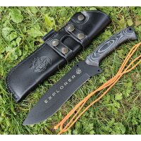 J&amp;V Forester Messer Explorer Micarta Negra MoVa Stahl...