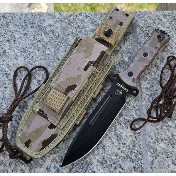J&V Messer Combat Micarta Desert MoVa Stahl Outdoormesser