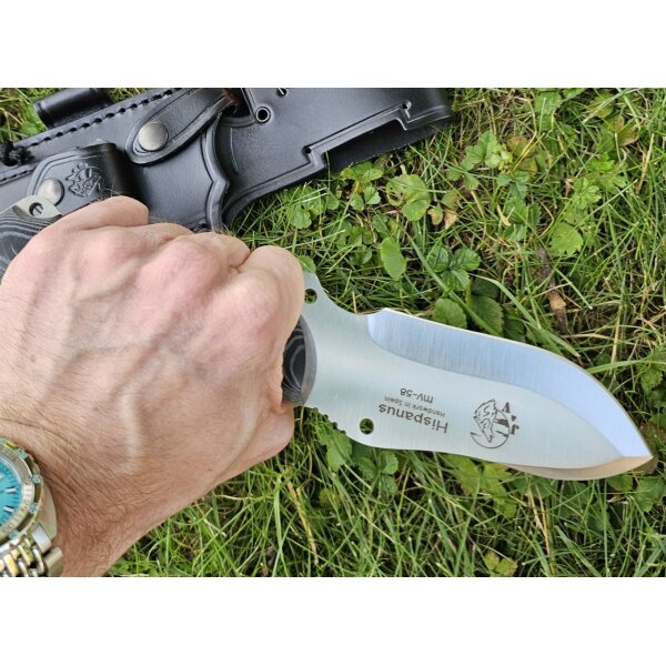 J&V Messer Hispanus Micarta Negra MoVa Stahl Outdoormesser Lederscheide