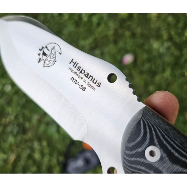 J&V Messer Hispanus Micarta Negra MoVa Stahl Outdoormesser Lederscheide