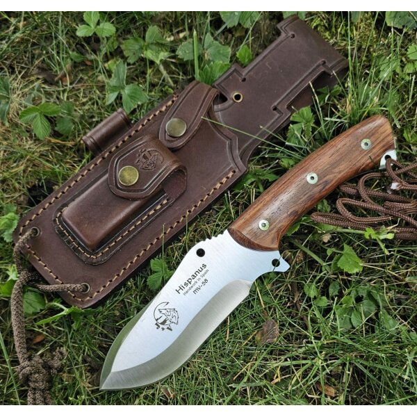 J&V Messer Hispanus Cocobolo MoVa Stahl Outdoormesser Lederscheide