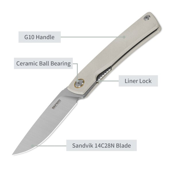 SRM Knives Air 105M-GK 14C28N Stahl G10 Griff grau