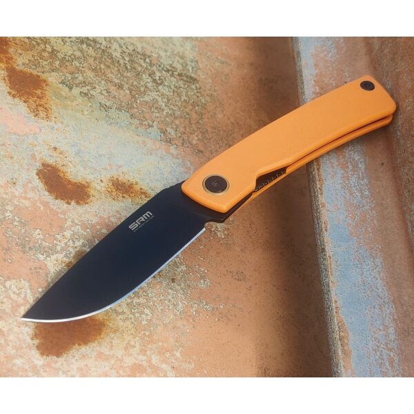 SRM Knives Air 105M-GJ 14C28N Stahl schwarz  G10 Griff orange