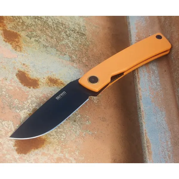 SRM Knives Air 105M-GJ 14C28N Stahl schwarz  G10 Griff orange