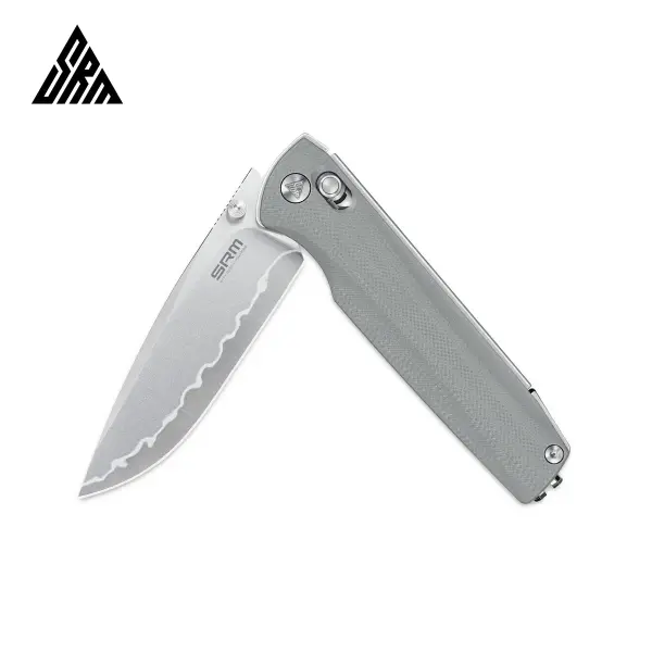 SRM Knives 258L-GK2 Terrier Ambi Lock Folder 140Cr Stahl G10 grau