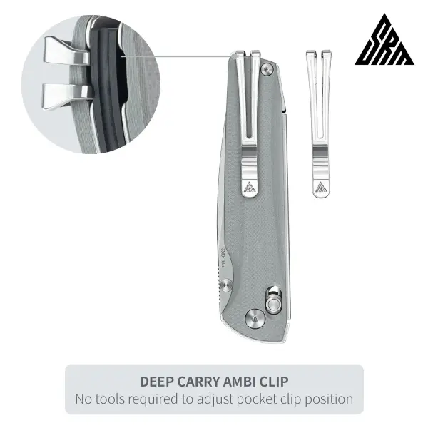 SRM Knives 258L-GK2 Terrier Ambi Lock Folder 140Cr Stahl G10 grau