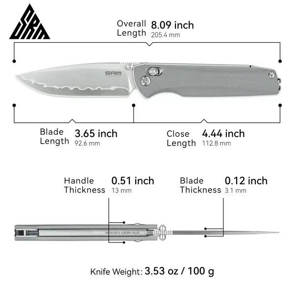 SRM Knives 258L-GK2 Terrier Ambi Lock Folder 140Cr Stahl G10 grau