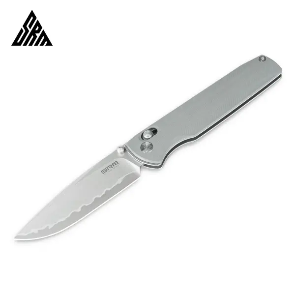 SRM Knives 258L-GK2 Terrier Ambi Lock Folder 140Cr Stahl G10 grau