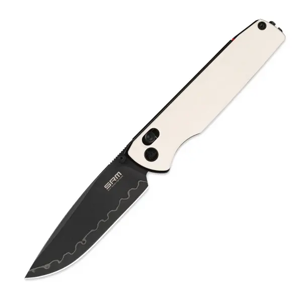 SRM Knives 258L-GT2 Terrier Ambi Lock Folder 140Cr Stahl G10 schwarz weiß