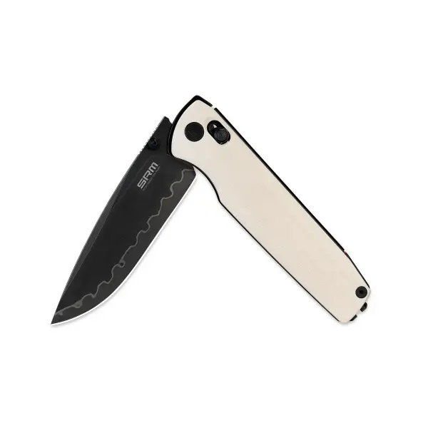 SRM Knives 258L-GT2 Terrier Ambi Lock Folder 140Cr Stahl G10 schwarz weiß