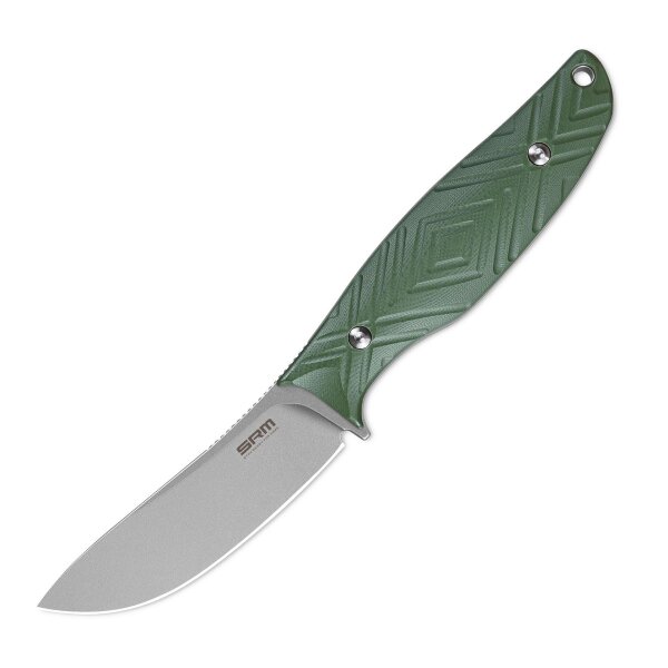 SRM Knives Fossa 605T-GP Jagdmesser Skinner 14C28N Stahl G10 Griff PVC-Scheide