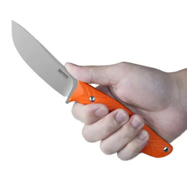 SRM Knives Fossa 605T-GJ Jagdmesser Skinner 14C28N Stahl G10 Griff PVC-Scheide