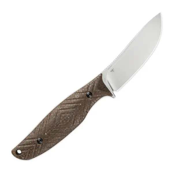 SRM Knives Fossa 605T-MW Jagdmesser Skinner 14C28N Stahl tan Micarta Griff PVC-Scheide