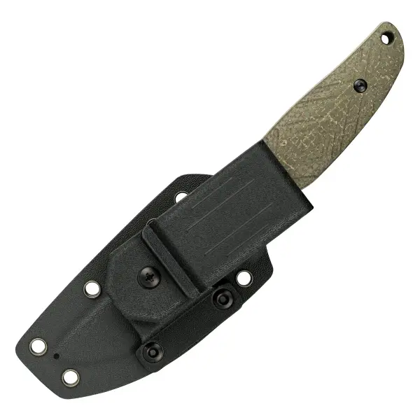 SRM Knives Fossa 605T-MP Jagdmesser Skinner 14C28N Stahl green Micarta Griff PVC-Scheide