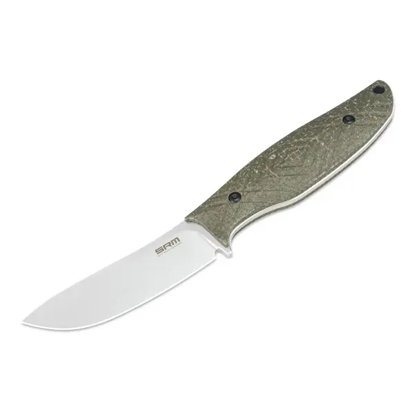 SRM Knives Fossa 605T-MP Jagdmesser Skinner 14C28N Stahl green Micarta Griff PVC-Scheide
