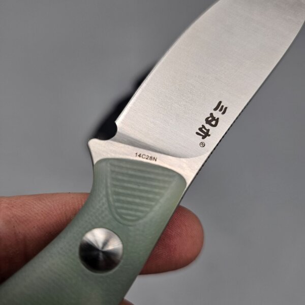 Sanrenmu S643-GC Messer 14C28N Stahl G10 Griff Jade