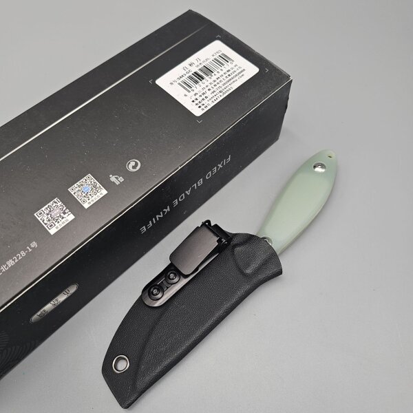 Sanrenmu S643-GC Messer 14C28N Stahl G10 Griff Jade