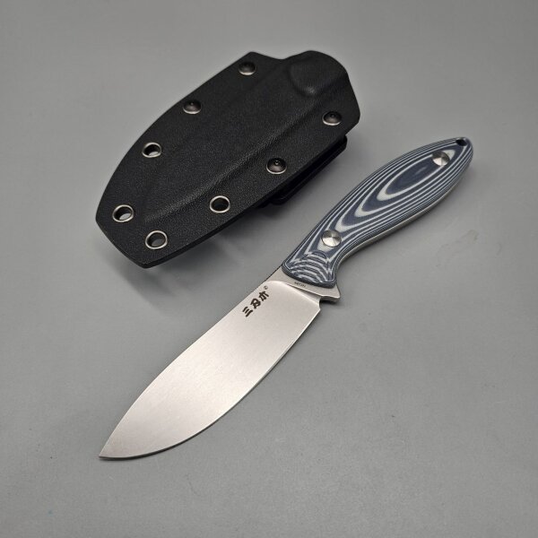 Sanrenmu S643P-GE Messer 14C28N Stahl G10 Griff blau weiß