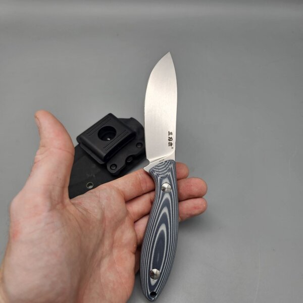 Sanrenmu S643P-GE Messer 14C28N Stahl G10 Griff blau weiß