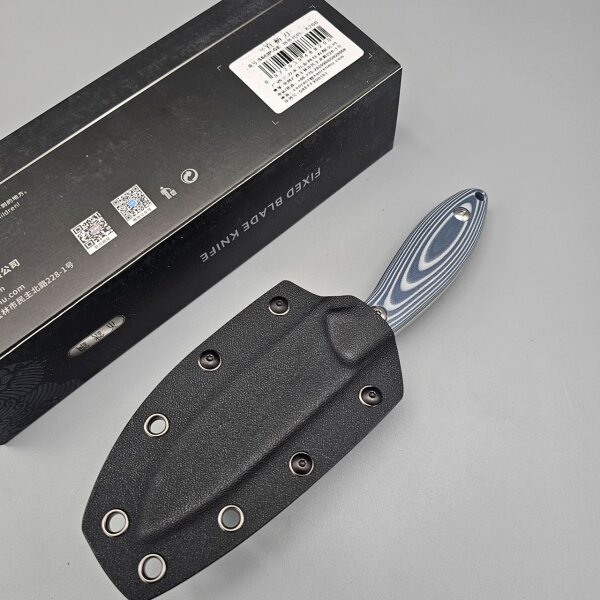 Sanrenmu S643P-GE Messer 14C28N Stahl G10 Griff blau weiß