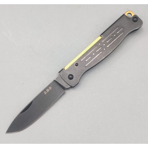 Sanrenmu Mini Messer PT611 Buddy Slipjoint 12C27 Stahl Schwarz-PT611-SB