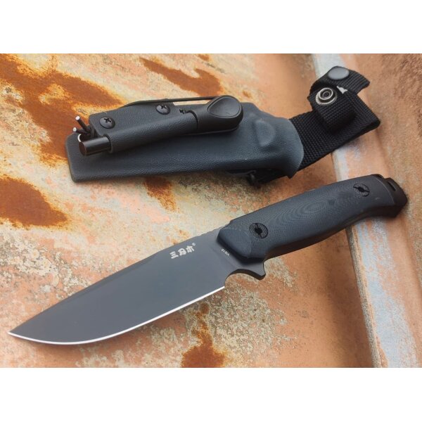 SanRenmu Messer S795B-GB Fahrtenmesser VG10 Stahl G10 Griff Schwarz