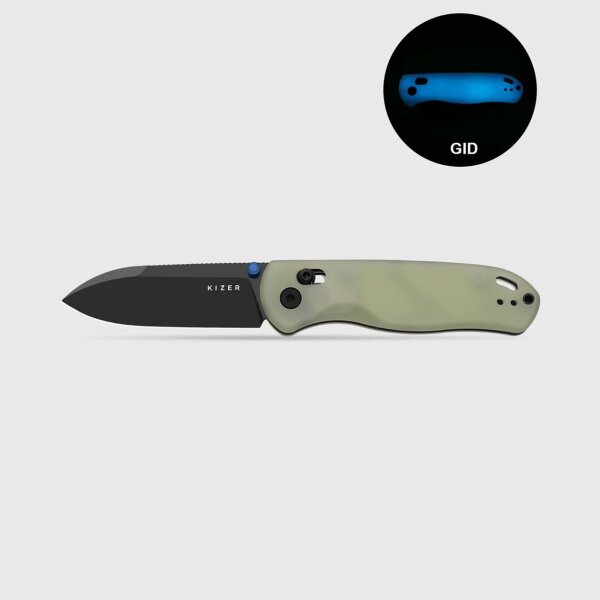 Kizer Drop Bear Clutch Lock Nitro-V Stahl Glow in the Dark Taschenmesser Blue