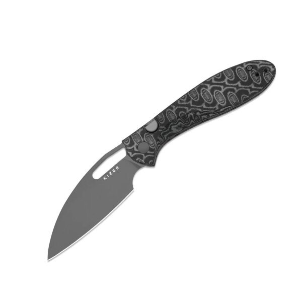 Kizer Masu Button Linerlock Taschenmesser 14C28N Stahl Vortex Micarta