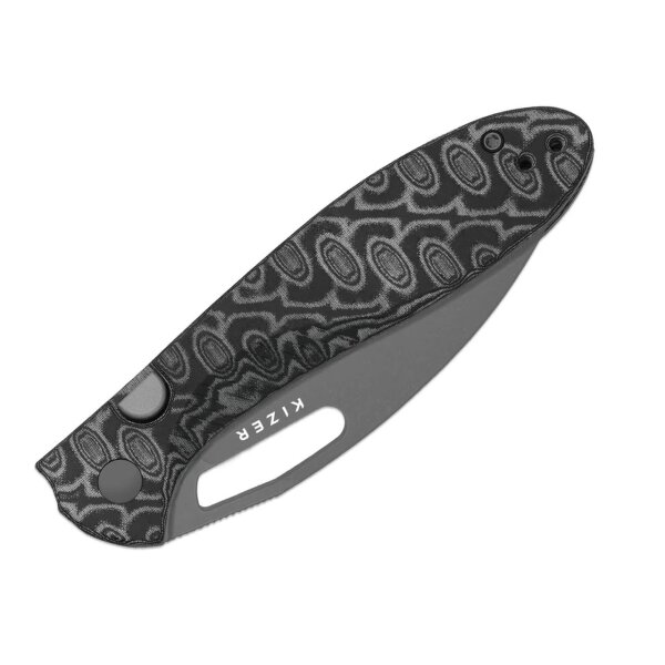 Kizer Masu Button Linerlock Taschenmesser 14C28N Stahl Vortex Micarta