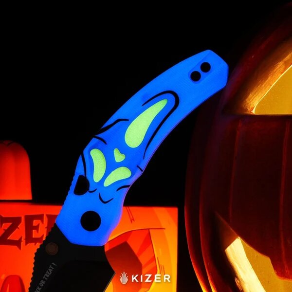 Kizer Mini Bulldog Nitro-V Stahl Dual Color G10 GID Halloween Special
