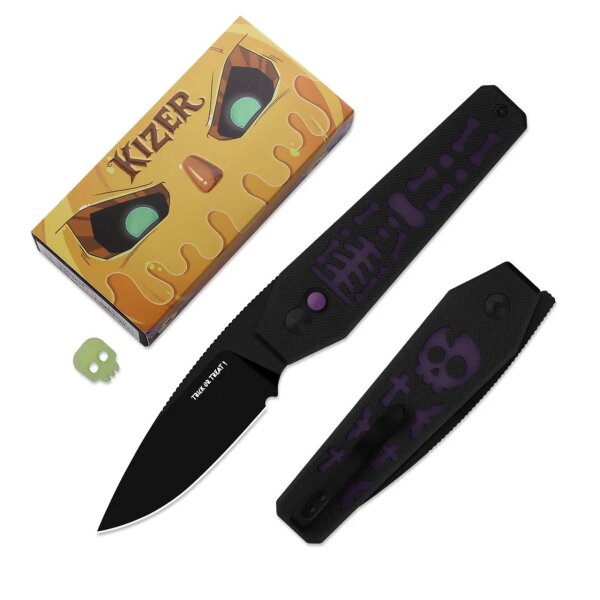 Kizer Tomb Nitro-V Stahl G10 GID Halloween Special Button Lock