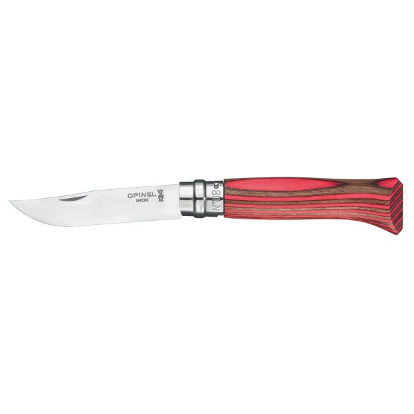 Opinel Messer Tradizione Lusso No. 8 Inox Birkenholz Rot