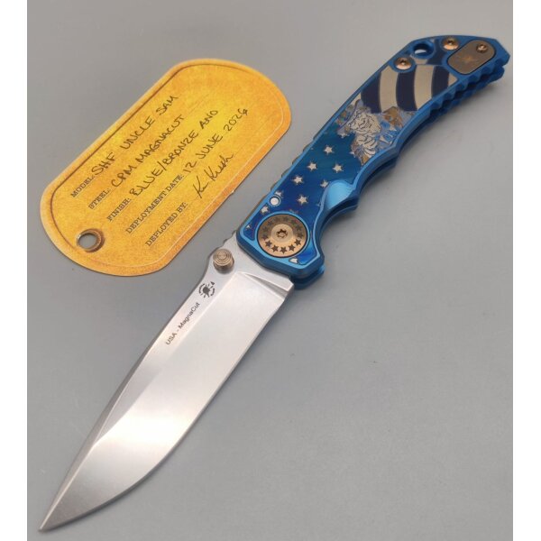 Spartan Blades SF5 Custom MagnaCut Harsey Folder - Uncle Sam Blue
