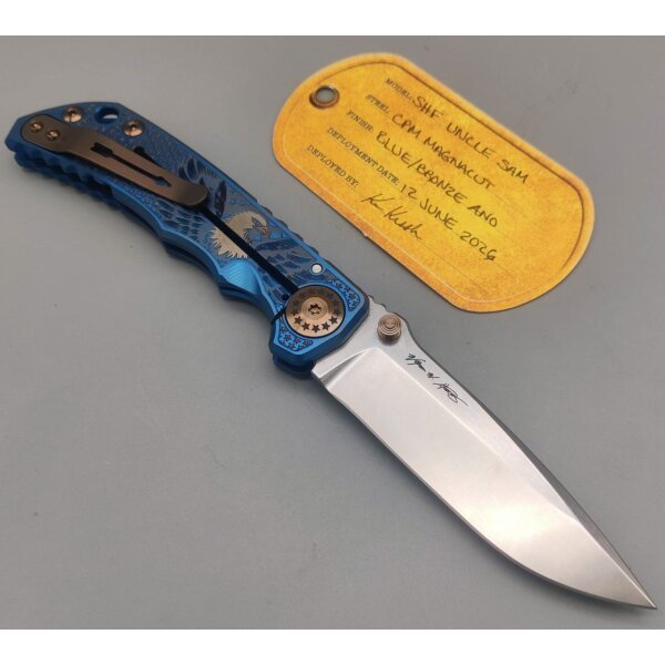 Spartan Blades SF5 Custom MagnaCut Harsey Folder - Uncle Sam Blue