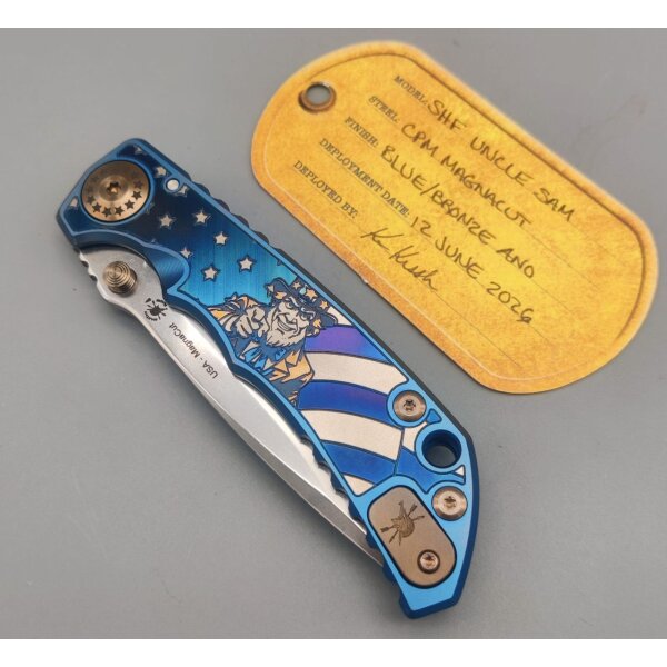 Spartan Blades SF5 Custom MagnaCut Harsey Folder - Uncle Sam Blue