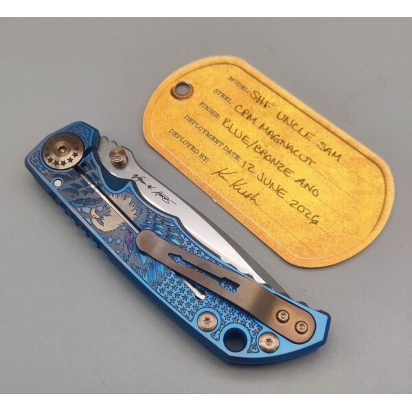 Spartan Blades SF5 Custom MagnaCut Harsey Folder - Uncle Sam Blue