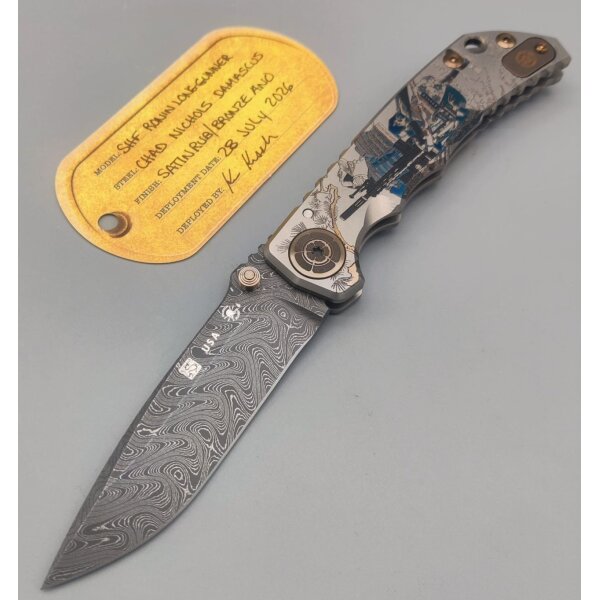 Spartan Blades SF5 Custom Damast Chad Nichols Harsey Folder - RONIN LONGGUNNER