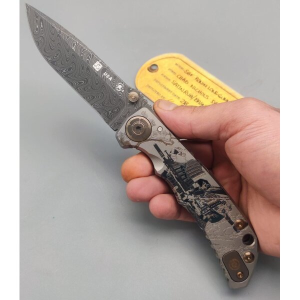 Spartan Blades SF5 Custom Damast Chad Nichols Harsey Folder - RONIN LONGGUNNER