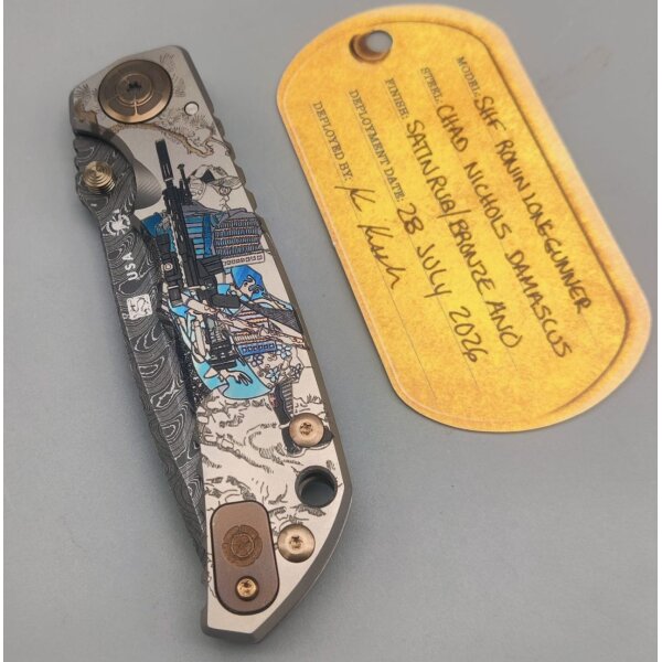 Spartan Blades SF5 Custom Damast Chad Nichols Harsey Folder - RONIN LONGGUNNER