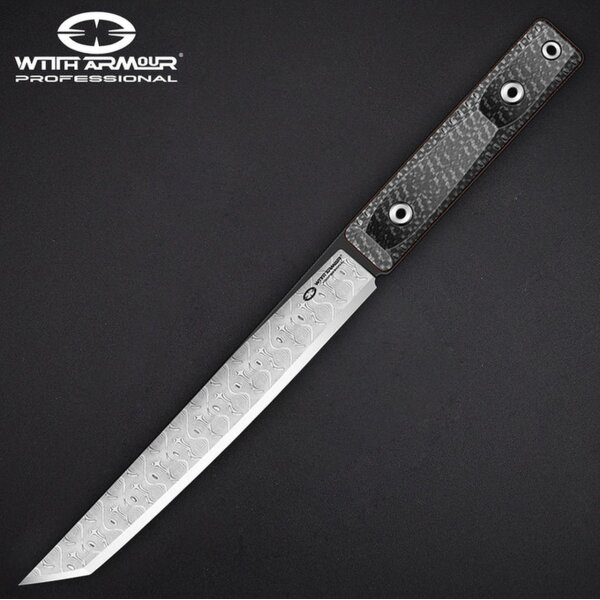 WithArmour Professional Hash Knife L-BK Messer Damast SCFG10 Griff