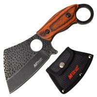 MTech Pocket Wood-Handle Messer Cleaver Fixed Blade 3Cr13 Stahl Holzgriff Etui