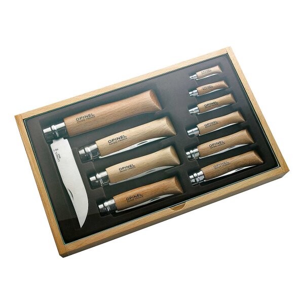 Opinel Display Inox rostfrei Messerset Größen 2-12 Sammlerbox Sortiment