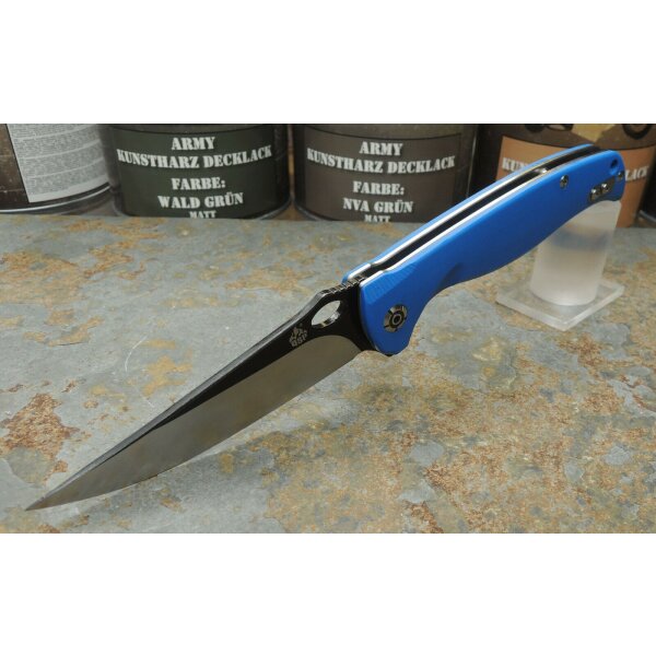 QSP Knife Gavial Messer D2 Stahl G10 Griff blau Kugellager Clip QS126A