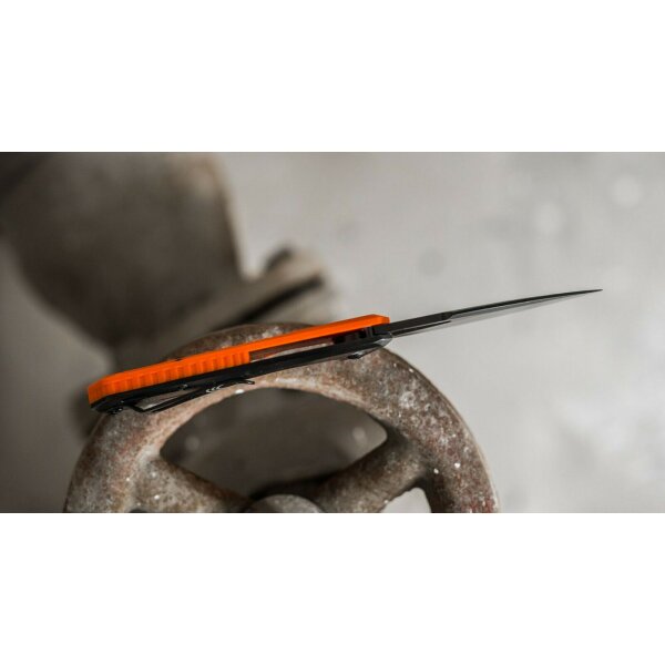 Real Steel Pelican Black / Orange Framelock Messer Taschenmesser D2 Stahl G10 Griff Schwarz