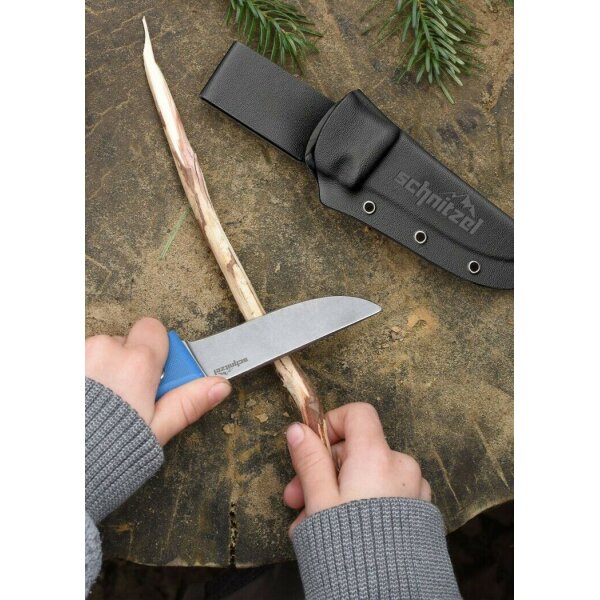 Schnitzel UNU BLAU Messer Kindermesser Schnitzmesser 8Cr13MoV Stahl G10 Kydex