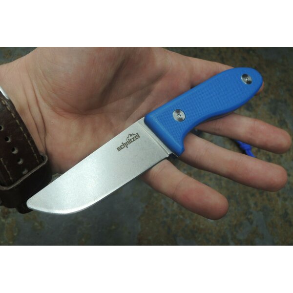 Schnitzel UNU BLAU Messer Kindermesser Schnitzmesser 8Cr13MoV Stahl G10 Kydex